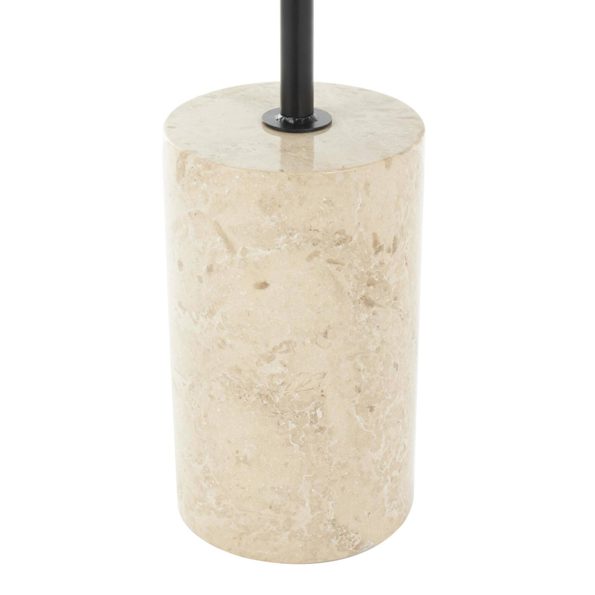 20.5" Black Wood Accent Table with Ivory Marble Base